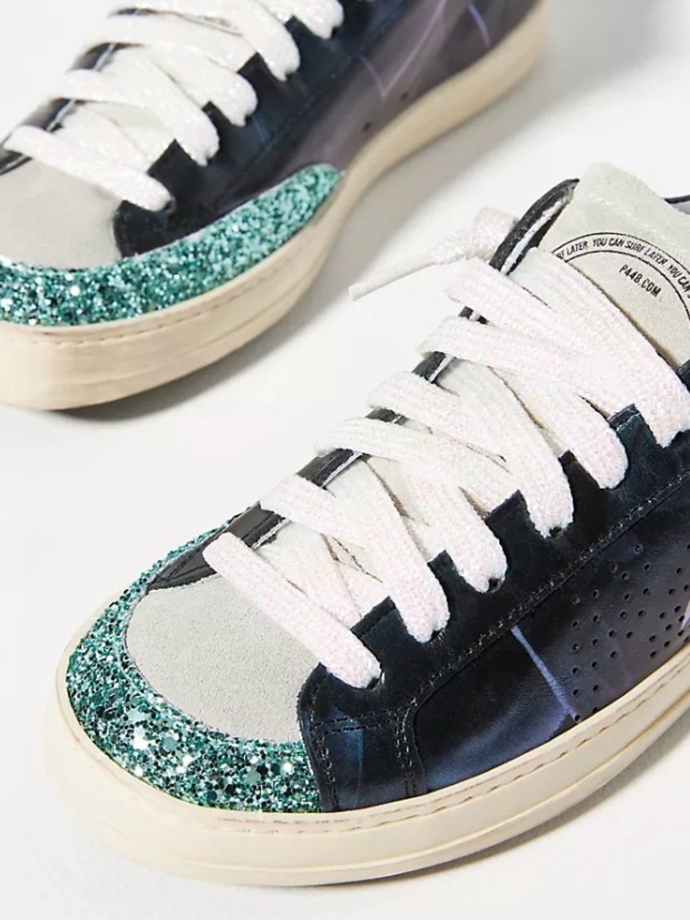 P448 sz EU38 Panter Jane Sneakers in indigo blue/iridescent/green glitter (NWT)